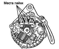 Места пайки проводов обмотки статора