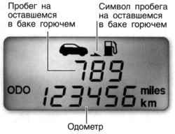 Показания режима пробега на оставшемся в баке горючем