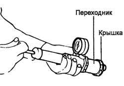 Подключение насоса для проверки крышки радиатора