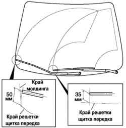 7.4.7 Регулировка рычагов стеклоочистителя ветрового стекла со щетками