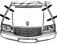 Регулировка капота Mercedes-Benz W140