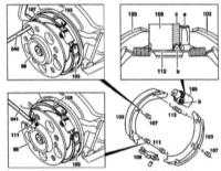 Снятие и установка колодок стояночного тормоза Mercedes-Benz W140
