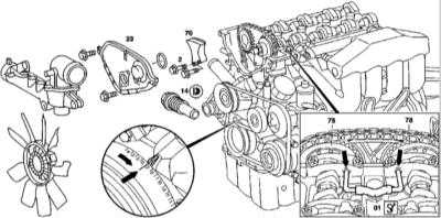  Снятие и установка компонентов привода ГРМ Mercedes-Benz W163