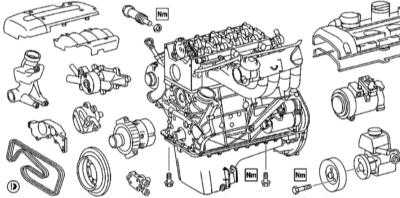  Снятие и установка компонентов привода ГРМ Mercedes-Benz W163