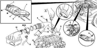  Снятие и установка компонентов впускного воздушного тракта Mercedes-Benz W163
