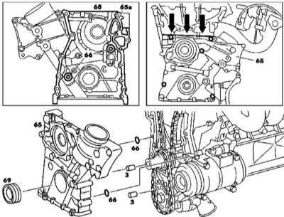 Снятие и установка крышек привода ГРМ Mercedes-Benz W163