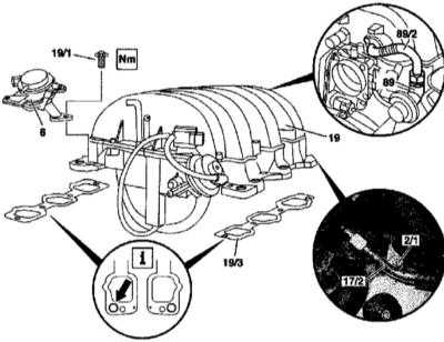 Снятие и установка впускного трубопровода Mercedes-Benz W163