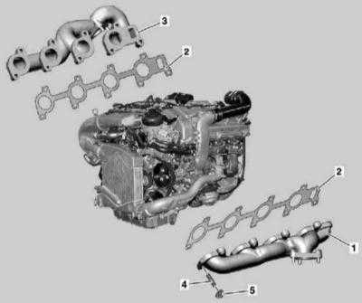  Снятие и установка выпускного коллектора Mercedes-Benz W163