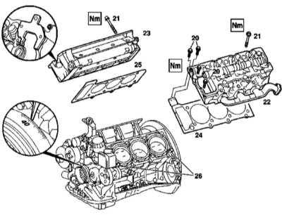 Снятие и установка головки(ок) цилиндров Mercedes-Benz W163