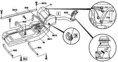 Снятие и установка топливного бака Mercedes-Benz W163