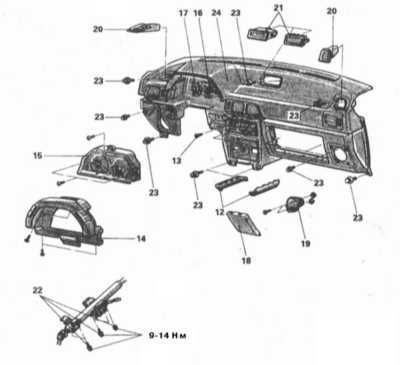  Снятие и установка панели приборов Mitsubishi Galant