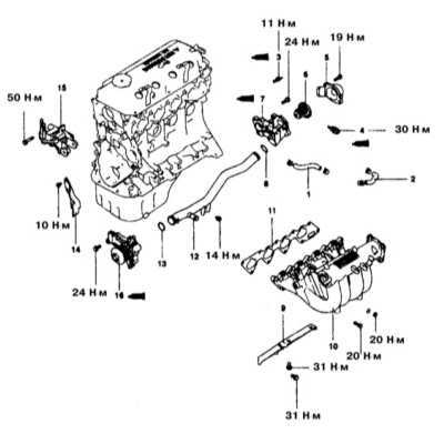  Снятие и установка впускного трубопровода Mitsubishi Galant