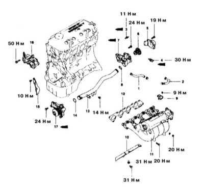  Снятие и установка впускного трубопровода Mitsubishi Galant
