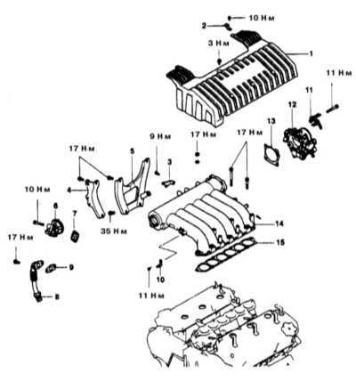  Снятие и установка впускного трубопровода Mitsubishi Galant