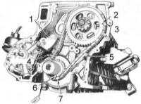 Снятие, проверка состояния и обслуживание компонентов привода газораспределительного механизма (цепь и звездочки) Nissan Patrol
