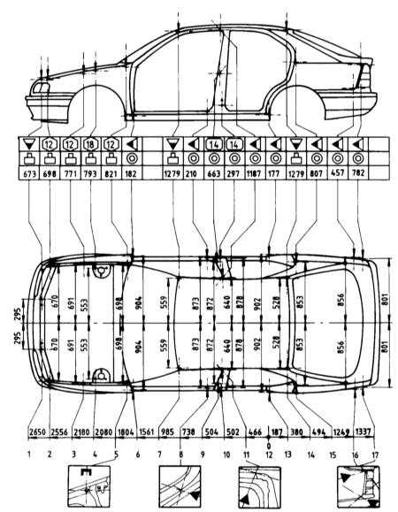  Контрольные кузовные размеры Nissan Primera