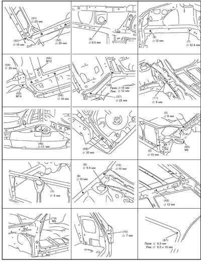  Контрольные кузовные размеры Subaru Legacy Outback