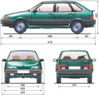 б. Габаритные размеры (справочные) автомобиля ВАЗ-2114